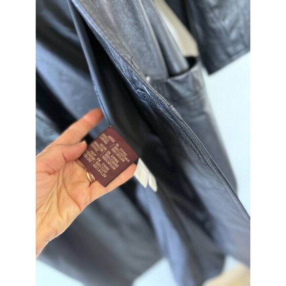 Men's G3 Small S Blazer Long Overcoat Coat Jacket Black Leather - Picture 4 of 5